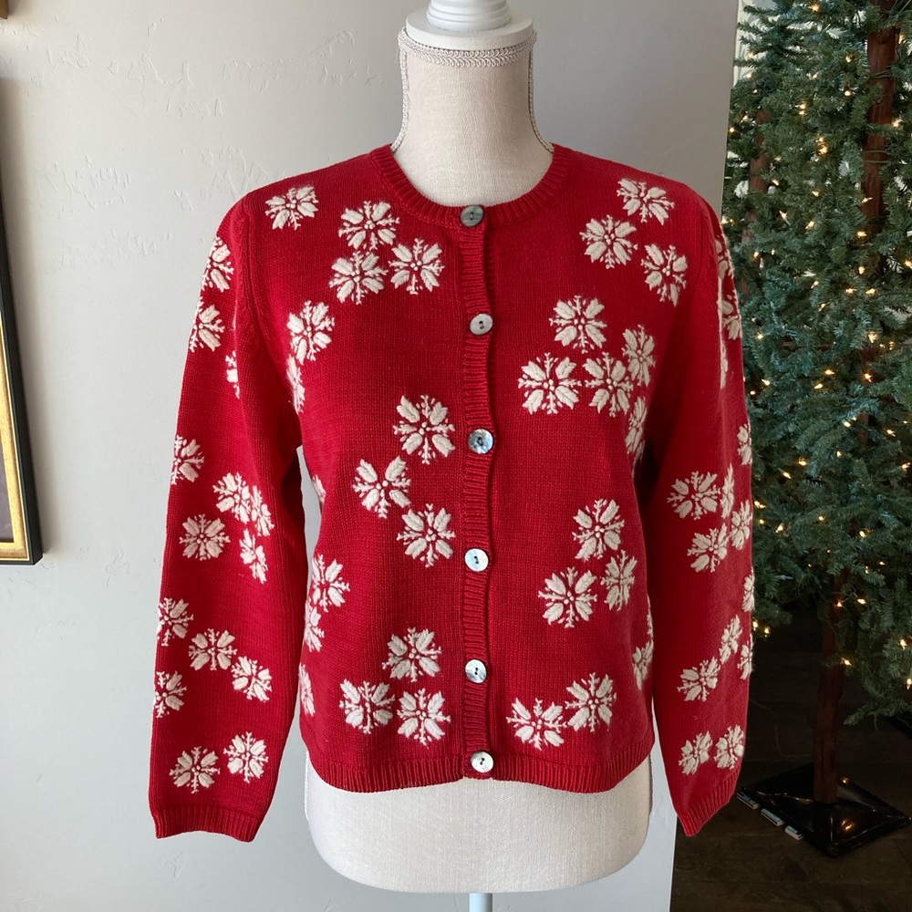 COPY - Vintage Catherine Stewart 100% Cotton Red Snowflake Sweater for Women